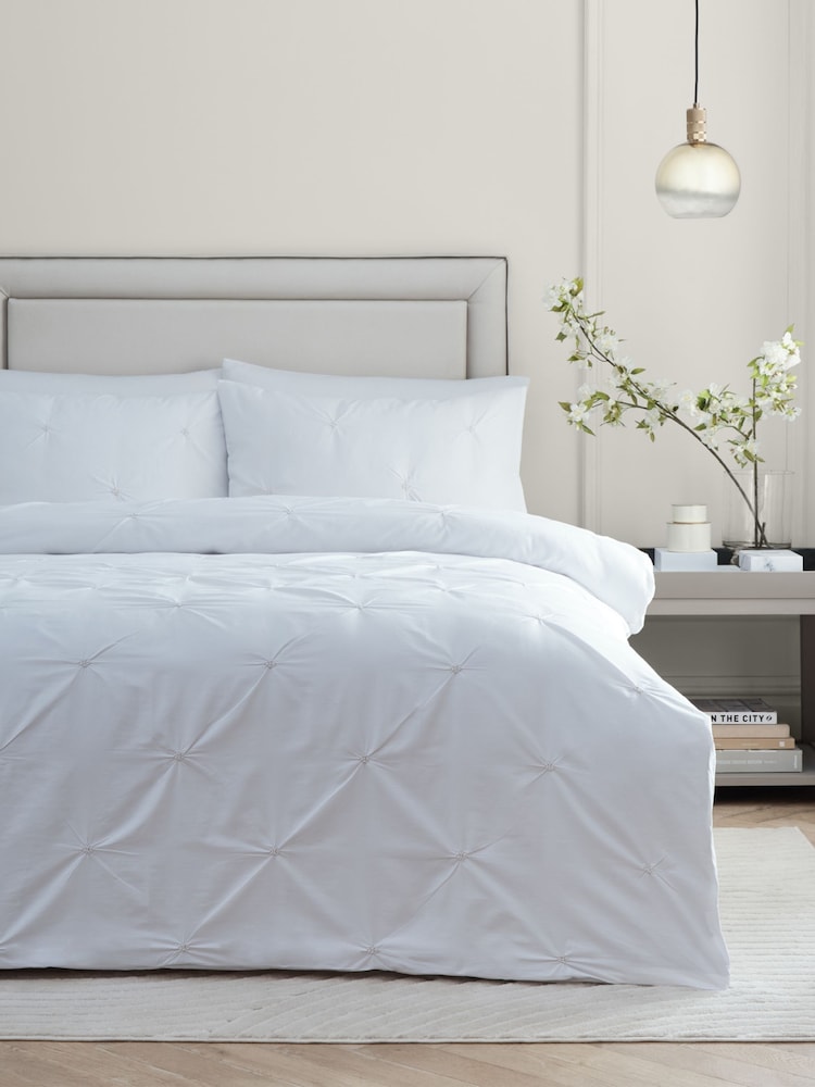 Paoletti Champagne Elysia Pinch Pleat Embroidered Duvet Cover Set - Image 1 of 3