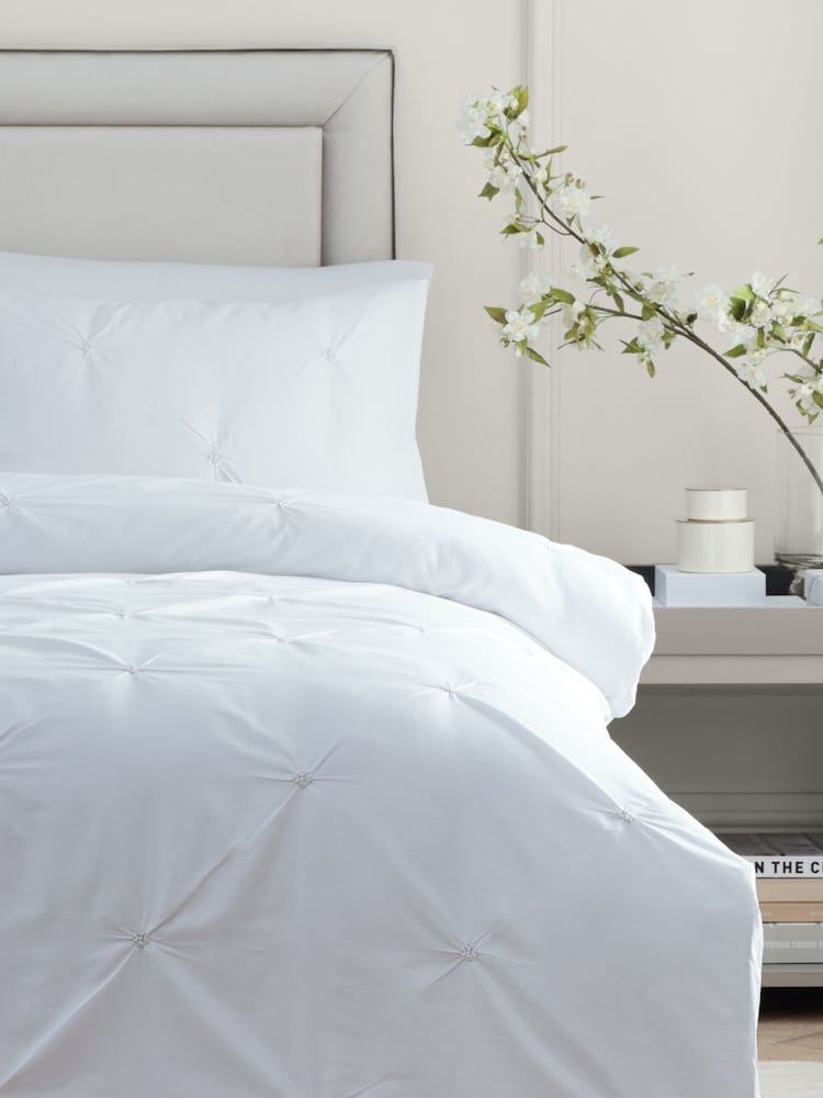 Paoletti Champagne Elysia Pinch Pleat Embroidered Duvet Cover Set - Image 2 of 3