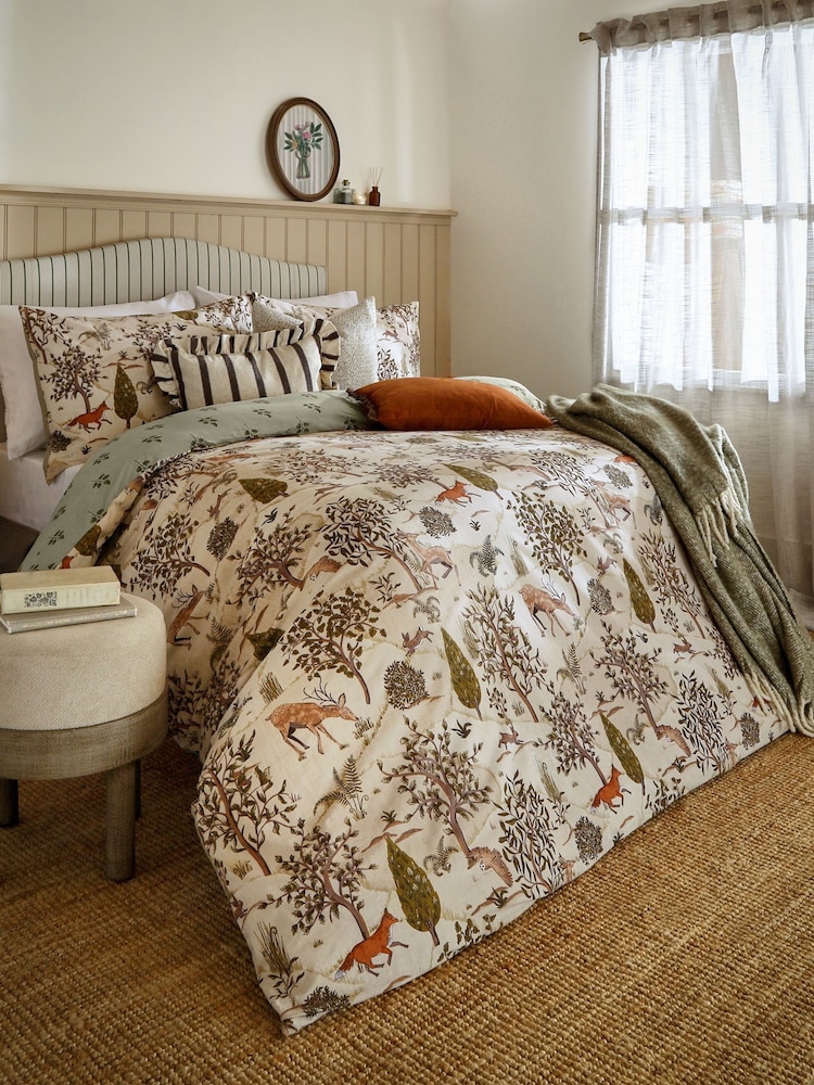 Wylder Willow Green Fable Printed Reversible Duvet Cover Set - Image 1 of 3 Wylder Willow Green Fable Printed Reversible Duvet Cover Set - Image 1 of 3