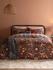 Furn Denim Blue Kinfolk Printed Reversible Duvet Cover Set - Image 1 of 4