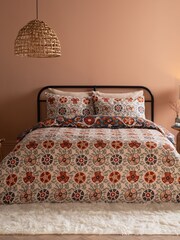 Furn Denim Blue Kinfolk Printed Reversible Duvet Cover Set - Image 2 of 4