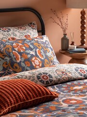 Furn Denim Blue Kinfolk Printed Reversible Duvet Cover Set - Image 3 of 4