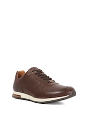 Dune London Brown Trilogy Perforated Runner Trainers - Image 2 of 4