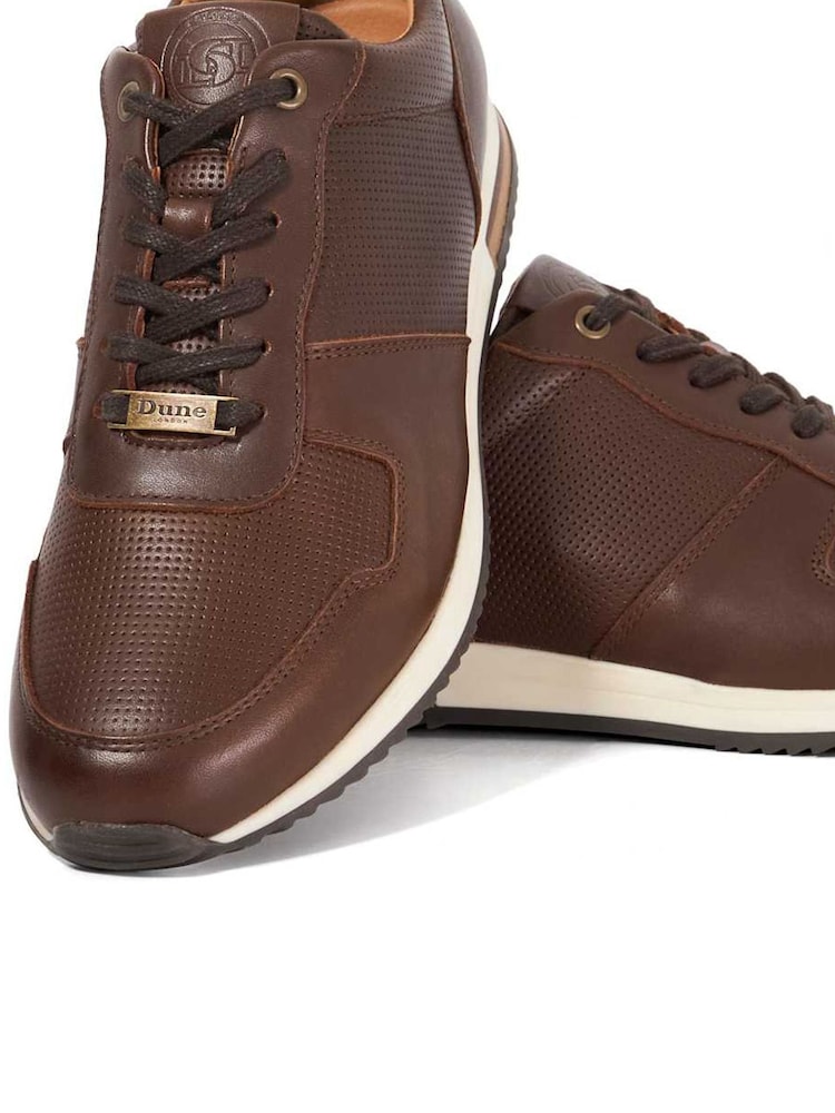 Dune London Brown Wide Fit Trilogy Perforated Runner Trainers - Image 6 of 6