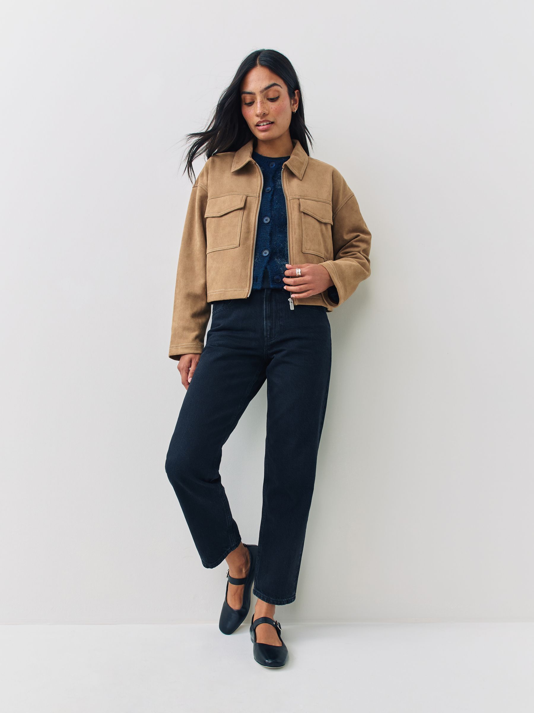 Buy ONLY Brown Faux Suede Collared Short Jacket from Next Canada