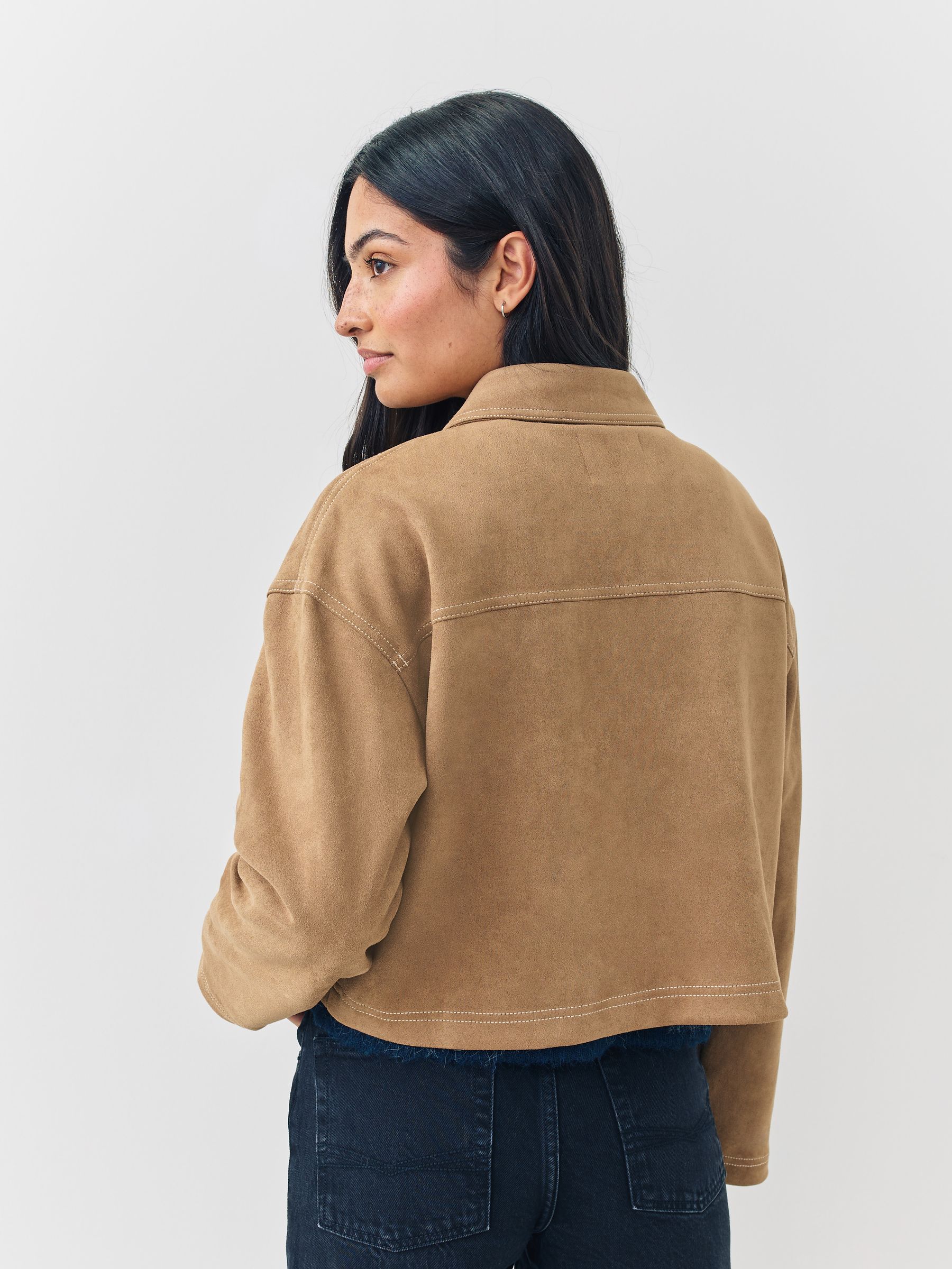 Buy ONLY Brown Faux Suede Collared Short Jacket from Next Canada