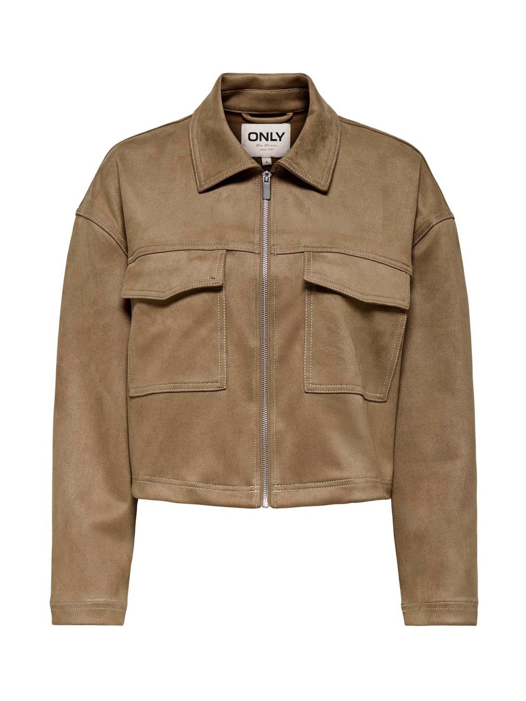 Buy ONLY Brown Faux Suede Collared Short Jacket from Next Canada