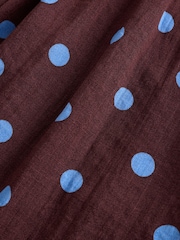 Chocolate Brown/Blue Spot - Pull On Super Wide Leg Trousers - 4的图像4｝