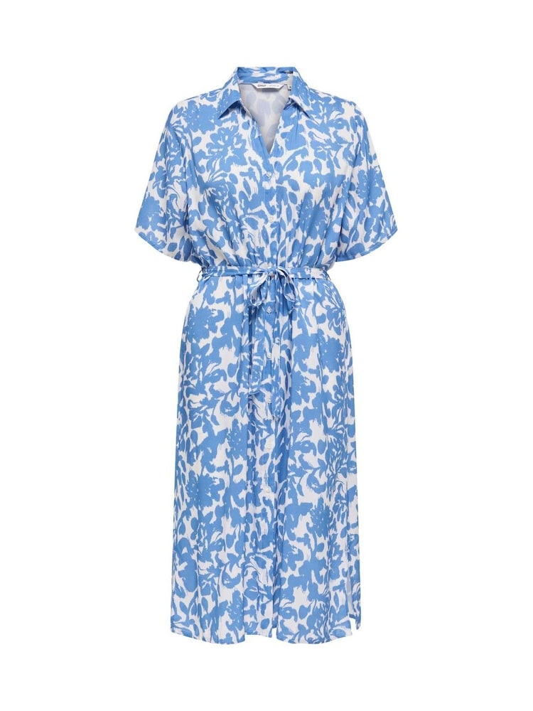 blue floral button down dress Ethereal Blue Floral 3D Appliqué Strapless Hoco Dress – hc473 – vigocouture main image 0