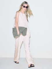 Pink/Black Stripe Chenille Wide Leg Trousers - Image 1 of 4
