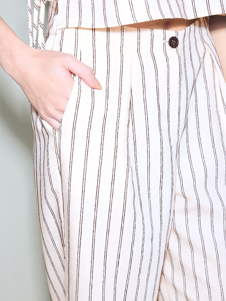 Pink/Black Stripe Chenille Wide Leg Trousers - Image 4 of 4