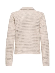 ONLY Natural Crochet Button Through Collar Cardigan - Image 2 of 2