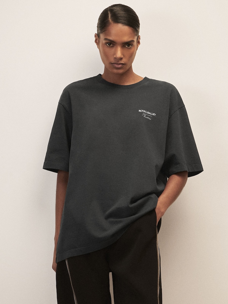Reiss Black Principal Reiss | Royal Ballet Logo Unisex Fit T-Shirt - Image 1 of 8 Reiss Black Principal Reiss | Royal Ballet Logo Unisex Fit T-Shirt - Image 1 of 8