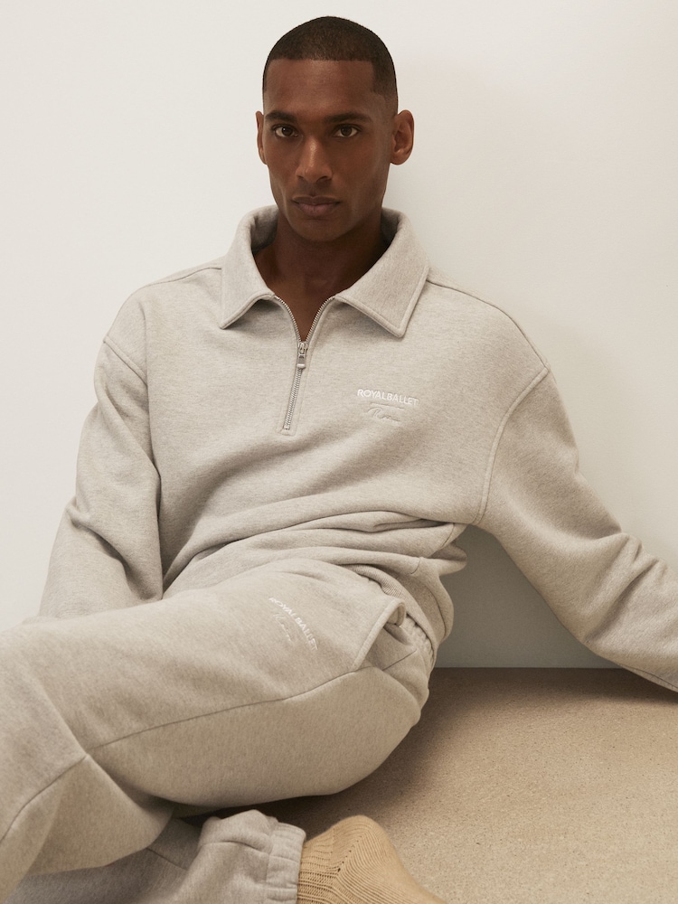 Reiss Grey Melange Basque Reiss | Royal Ballet Zip Sweatshirt Unisex Fit - Image 1 of 8 Reiss Grey Melange Basque Reiss | Royal Ballet Zip Sweatshirt Unisex Fit - Image 1 of 8