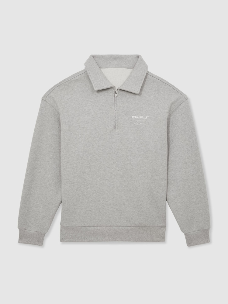Reiss Grey Melange Basque Reiss | Royal Ballet Zip Sweatshirt Unisex Fit - Image 2 of 8 Reiss Grey Melange Basque Reiss | Royal Ballet Zip Sweatshirt Unisex Fit - Image 2 of 8