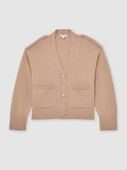 Neutro beis - Reiss Maya Wool-Cashmere Button-Through Cardigan - Imagen 2 de 6