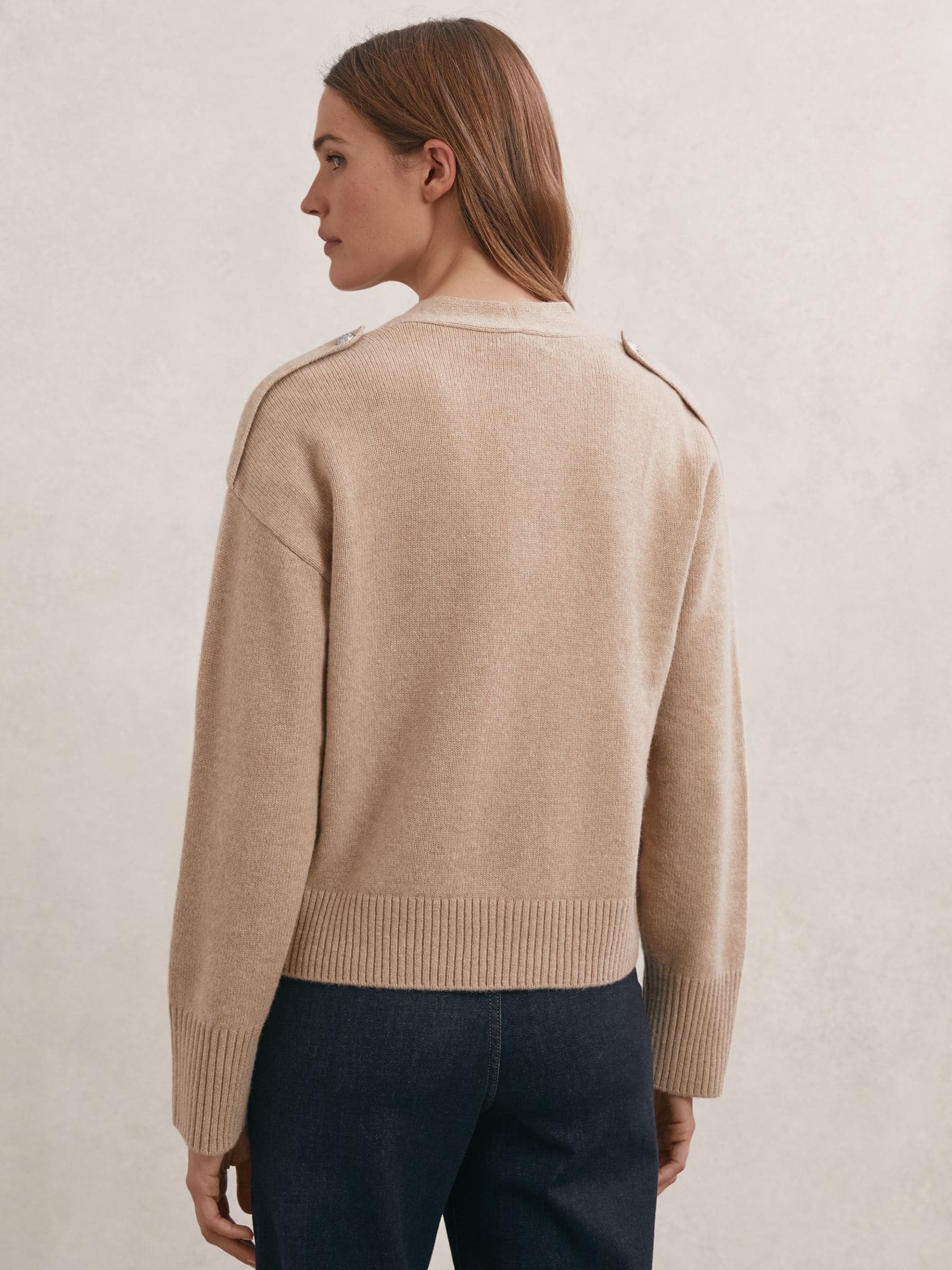 Buy Reiss Beige Neutral Maya Wool-Cashmere Button-Through Cardigan