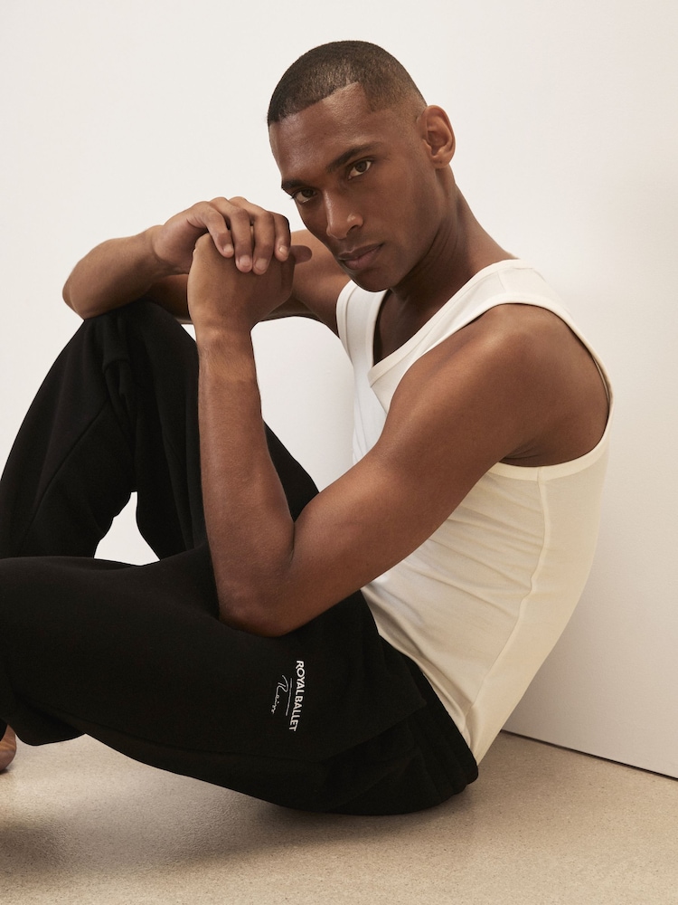 Reiss Washed Black Jeté Reiss | Royal Ballet Cuffed Joggers - Image 1 of 7 Reiss Washed Black Jeté Reiss | Royal Ballet Cuffed Joggers - Image 1 of 7