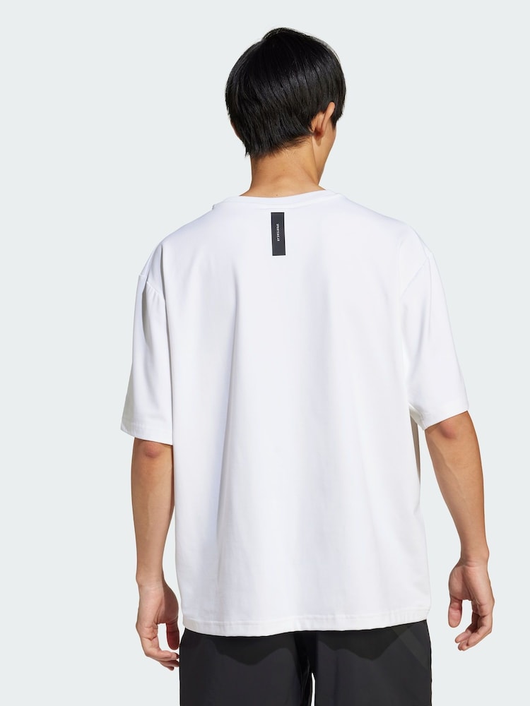 adidas White Loose Fit Z.N.E. T-Shirt - Image 2 of 5 adidas White Loose Fit Z.N.E. T-Shirt - Image 2 of 5