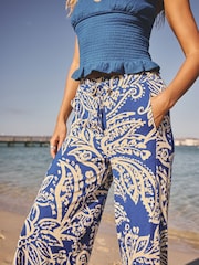 أزرق/بيج فاتح ـ طبعة ورق شجر - جيب شورت جيرسي - Image 5 of 8