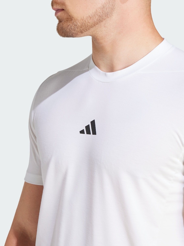 adidas White Designed For Training Workout T-Shirt - Image 2 of 3 adidas White Designed For Training Workout T-Shirt - Image 2 of 3