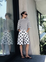 Chocolate Brown Spot Chino Jorts Shorts - Image 1 of 8