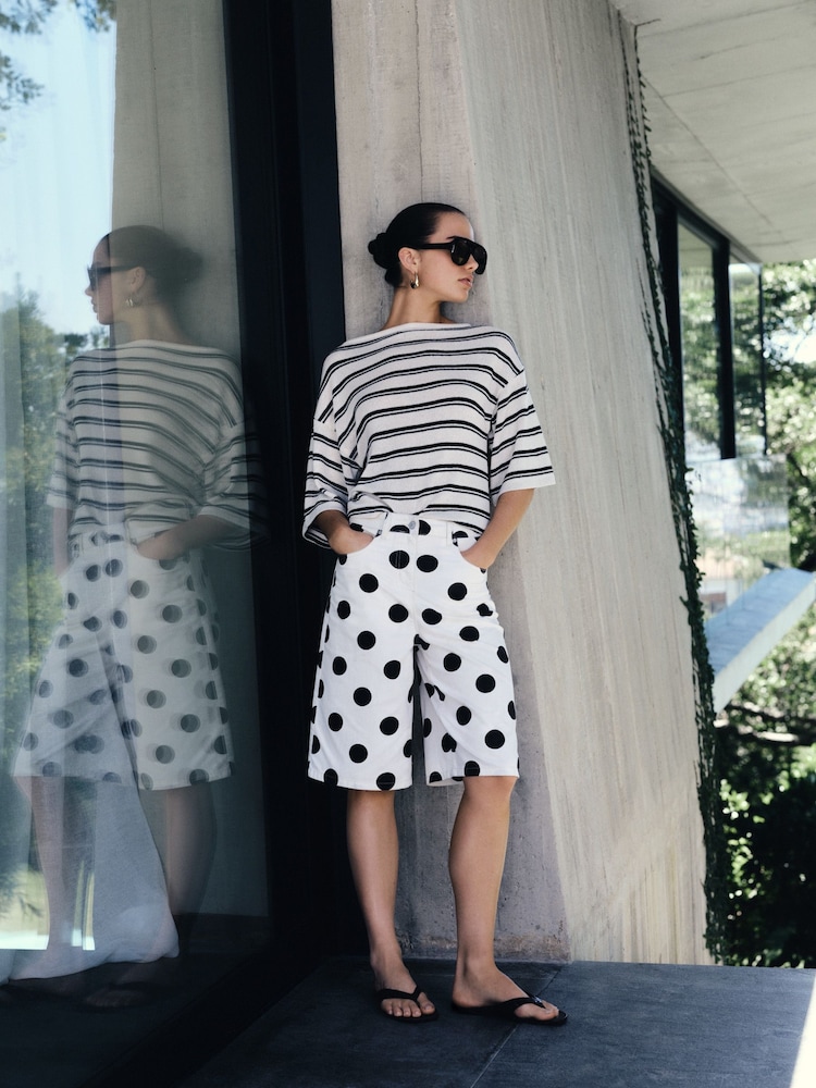 Chocolate Brown Spot Chino Jorts Shorts - Image 1 of 8