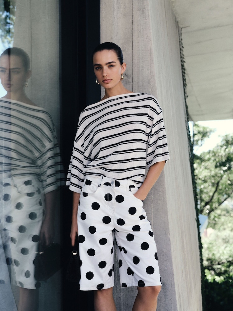 Chocolate Brown Spot Chino Jorts Shorts - Image 2 of 8