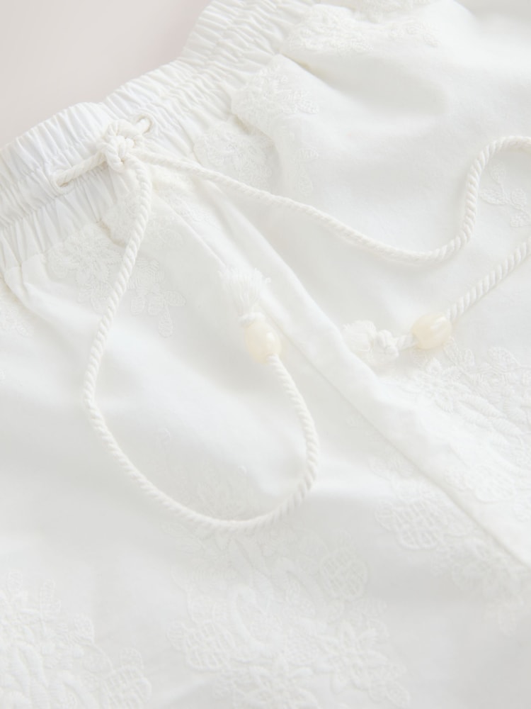 White Crochet Trim Shorts - Image 2 of 3 White Crochet Trim Shorts - Image 2 of 3