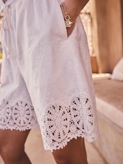 Ecru Crochet Trim Shorts - Image 5 of 8