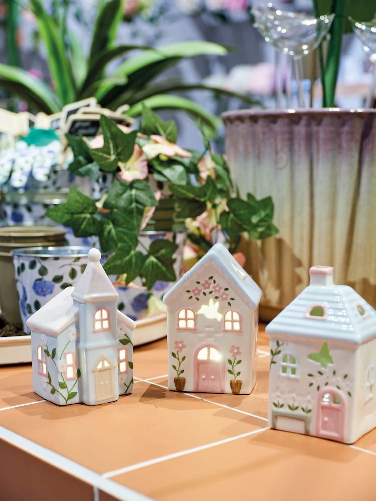 Decoris Set of 3 Pastel LED House Decorations - Image 1 of 2