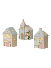 Decoris Set of 3 Pastel LED House Decorations - Image 2 of 2