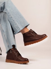 Lunar Claire III  Leather Ankle Brown Boots - Image 1 of 8