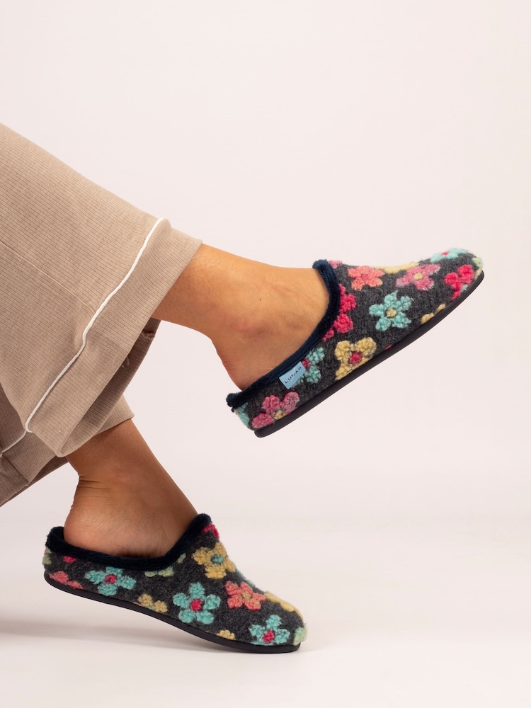 Lunar Blue Dolly Flower Mule Slippers - Image 2 of 8