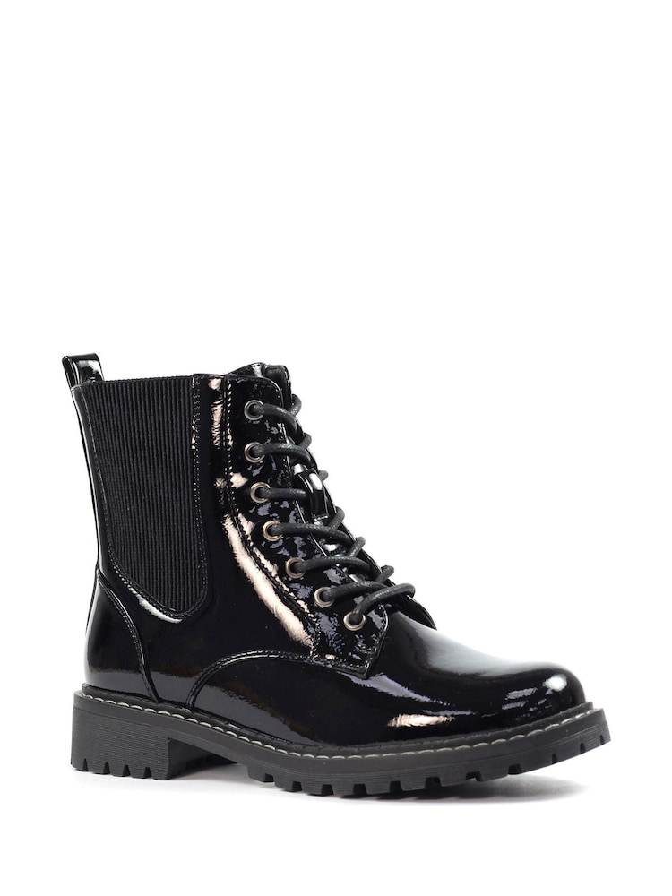 Lunar Alexis Patent Fashion Black Boots - Image 2 of 7