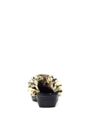 Lunar Burnie Leopard Print Trim Mule Black Slippers - Image 6 of 6