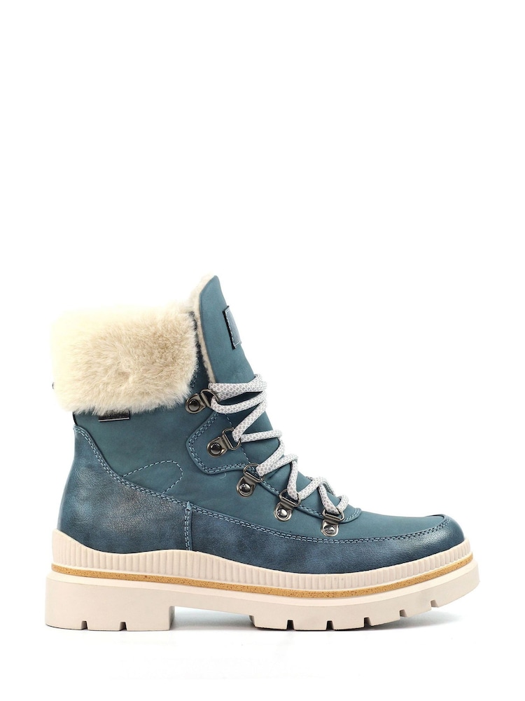 Lunar Blue Evelyn Teddy Trim Waterproof Boots - Image 2 of 6 Lunar Blue Evelyn Teddy Trim Waterproof Boots - Image 2 of 6