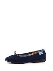 Lunar Blue Bow Tartan Trim Pump Slippers - Image 3 of 8