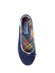 Lunar Blue Bow Tartan Trim Pump Slippers - Image 7 of 8