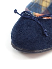 Lunar Blue Bow Tartan Trim Pump Slippers - Image 8 of 8