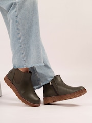 Lunar Green Georgie Flat Leather Ankle Boots - Image 1 of 1