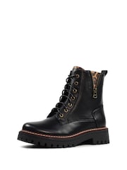 Lunar Colorado Chunky Lace Up Fashion Black Boots - Image 3 of 10