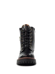 Lunar Colorado Chunky Lace Up Fashion Black Boots - Image 4 of 10
