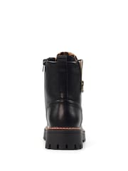 Lunar Colorado Chunky Lace Up Fashion Black Boots - Image 5 of 10