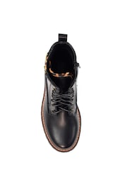 Lunar Colorado Chunky Lace Up Fashion Black Boots - Image 6 of 10