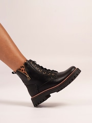 Lunar Colorado Chunky Lace Up Fashion Black Boots - Image 9 of 10