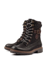 Lunar Annabelle Knit Cuff Detail Waterproof Black Boots - Image 6 of 9