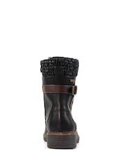 Lunar Annabelle Knit Cuff Detail Waterproof Black Boots - Image 8 of 9