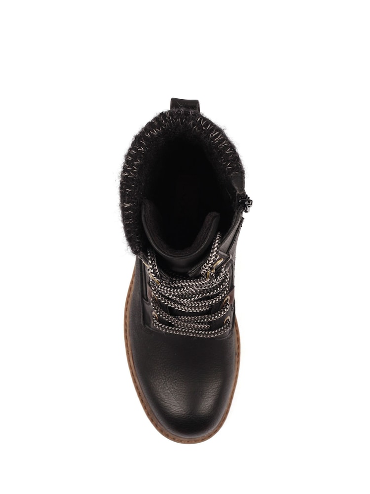 Lunar Annabelle Knit Cuff Detail Waterproof Black Boots - Image 9 of 9