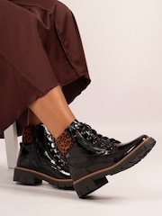 Lunar Bowen Patent Waterproof Black Boots - Image 1 of 2